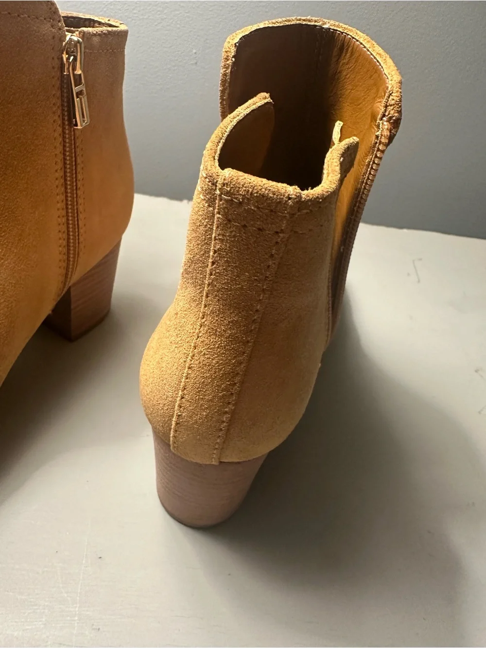 Tory Burch Golden Mustard Suede Ankle Boots